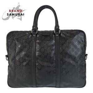 GUCCI GG Imprime black leather business bag briefcase